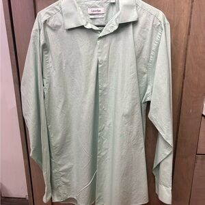 Calvin Klein  16 1/2 X 35 Button Down Tops Long Sleeve Mens Regular  Fit Jadeite